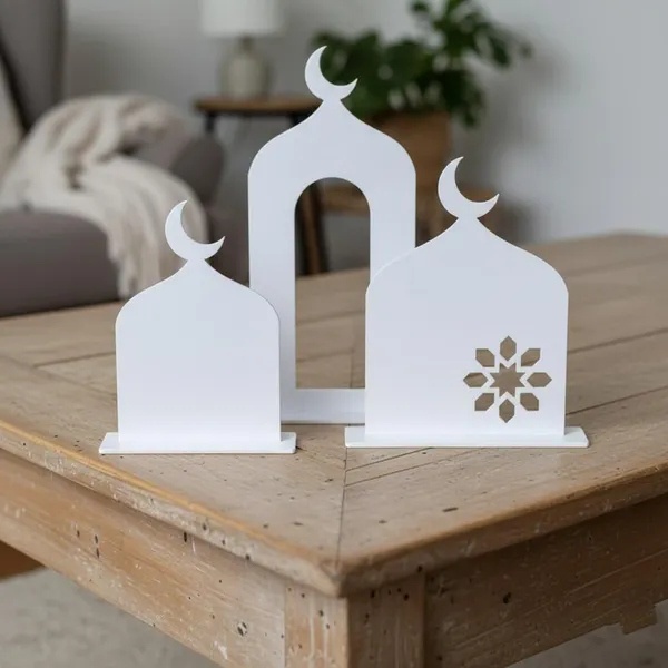 White_White_Acrylic_Ramadan_Kareem_Islamic_Table_Decor_Mosque_Ornament_Eid_Mubarak_Centerpiece_Festival