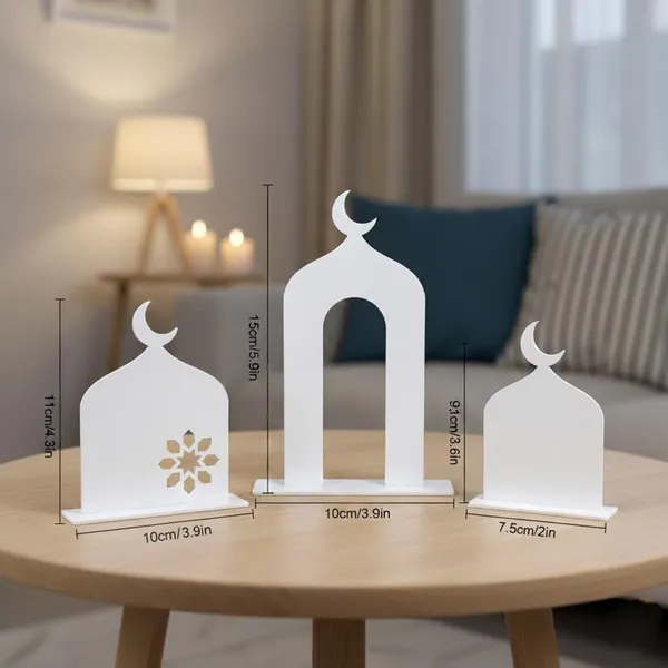 White_White_Acrylic_Ramadan_Kareem_Islamic_Table_Decor_Mosque_Ornament_Eid_Mubarak_Centerpiece_Festival