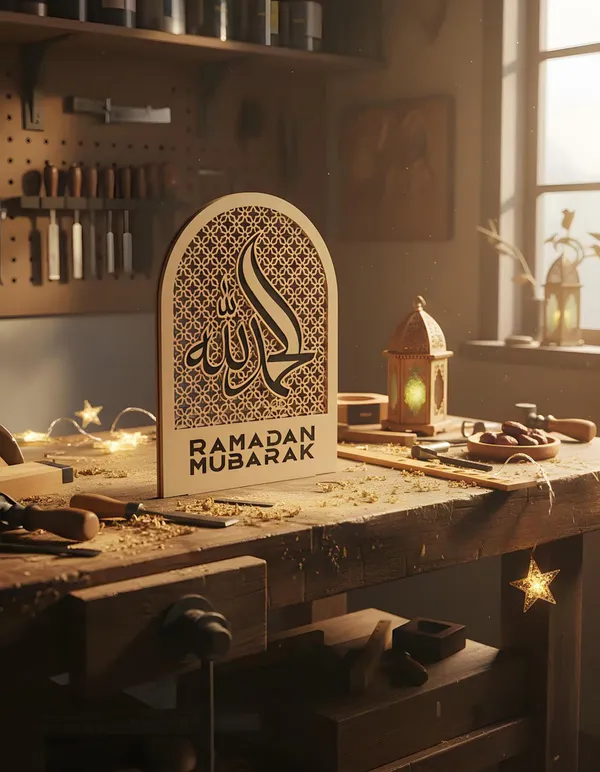 Beige_Ramadan_Mubarak_Table_Decor_Islamic_Calligraphy_Wooden_Arch_Design_Home_Decor