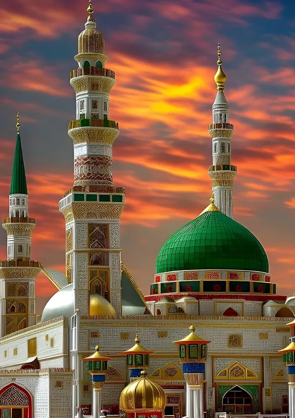 Multicolour_Madina_Sarif_Islamic_Metal_Wall_Art_Glossy_Aluminum_Photo_Print_Home_Decor