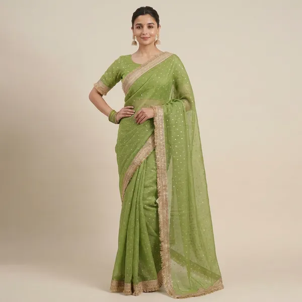 Premium_Nc_Moss_Saree_With_Heavy_Designer_Embroidery_Lace_Border_And_Blouse_Piece