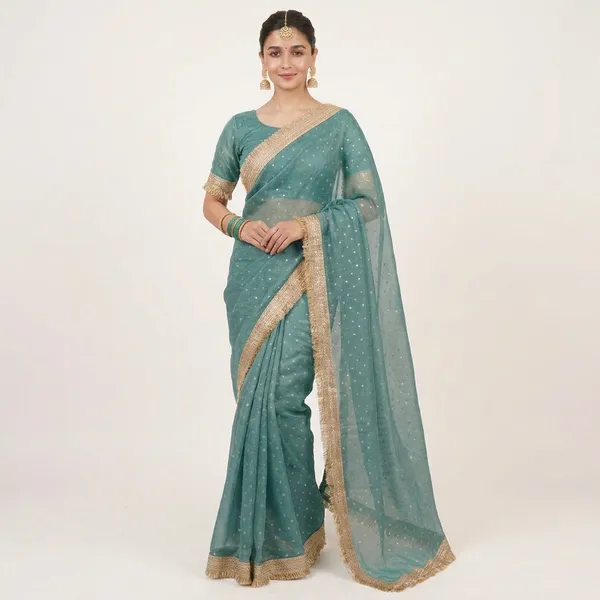 Premium_Nc_Moss_Saree_With_Heavy_Designer_Embroidery_Lace_Border_And_Blouse_Piece