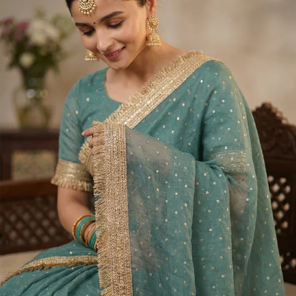 Premium_Nc_Moss_Saree_With_Heavy_Designer_Embroidery_Lace_Border_And_Blouse_Piece