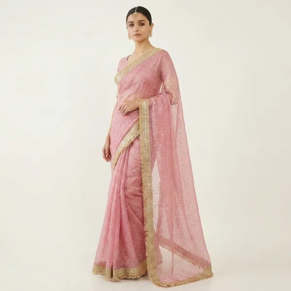 Premium_Nc_Moss_Saree_With_Heavy_Designer_Embroidery_Lace_Border_And_Blouse_Piece