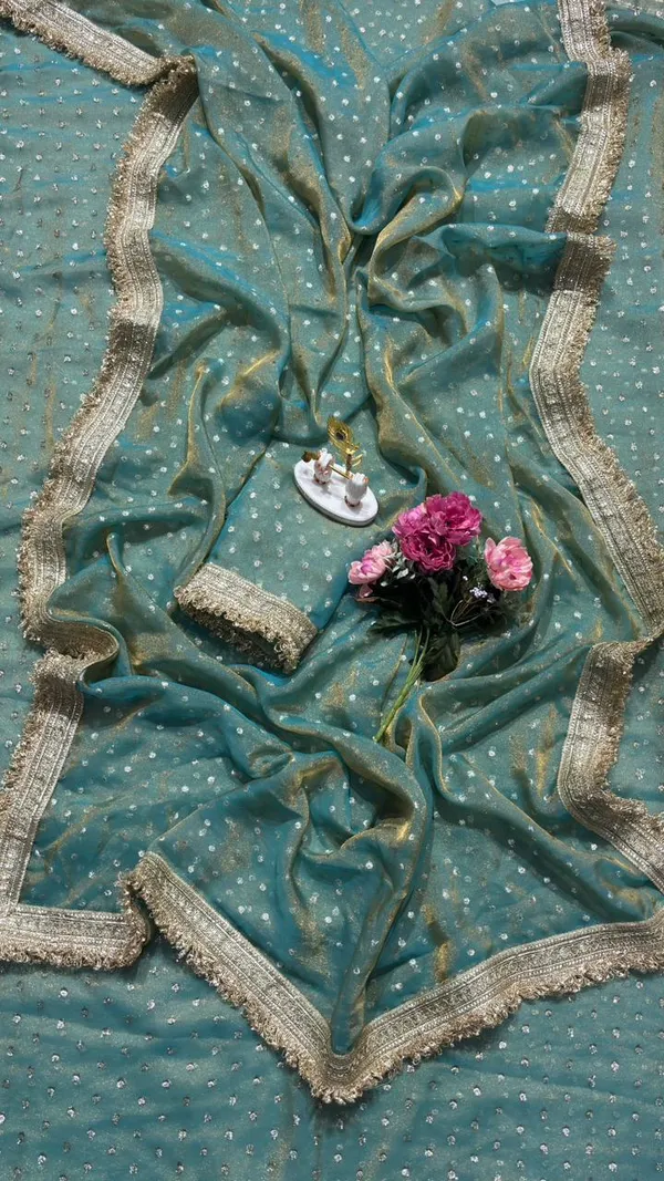 Premium_Nc_Moss_Saree_With_Heavy_Designer_Embroidery_Lace_Border_And_Blouse_Piece