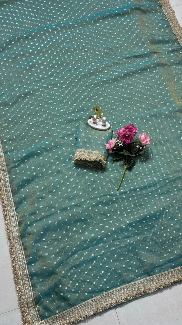 Premium_Nc_Moss_Saree_With_Heavy_Designer_Embroidery_Lace_Border_And_Blouse_Piece