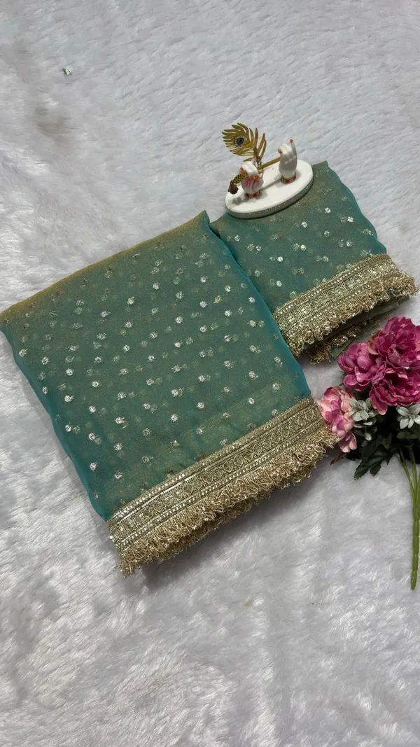 Premium_Nc_Moss_Saree_With_Heavy_Designer_Embroidery_Lace_Border_And_Blouse_Piece