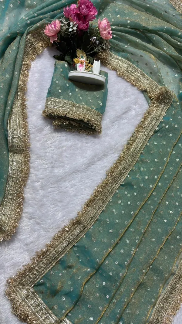 Premium_Nc_Moss_Saree_With_Heavy_Designer_Embroidery_Lace_Border_And_Blouse_Piece
