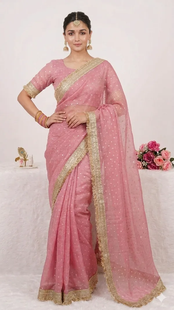 Premium_Nc_Moss_Saree_With_Heavy_Designer_Embroidery_Lace_Border_And_Blouse_Piece