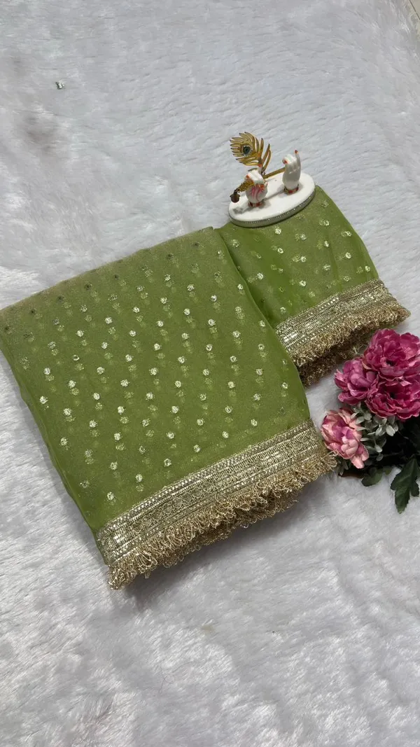 Premium_Nc_Moss_Saree_With_Heavy_Designer_Embroidery_Lace_Border_And_Blouse_Piece