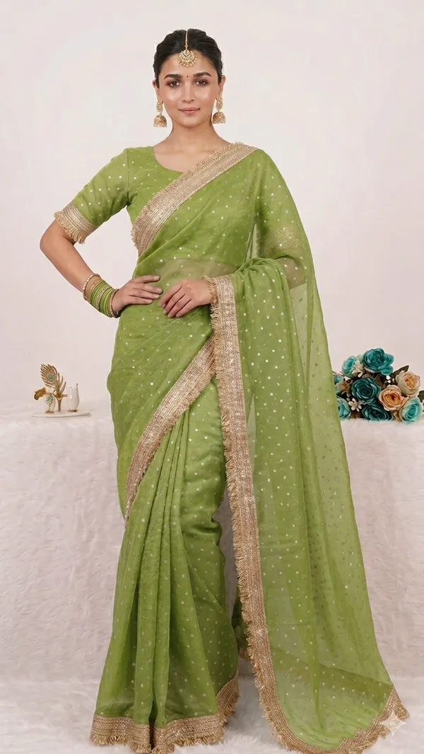 Premium_Nc_Moss_Saree_With_Heavy_Designer_Embroidery_Lace_Border_And_Blouse_Piece