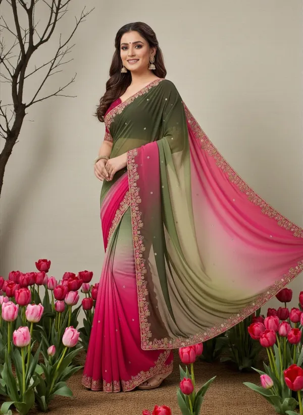 Pure_Georgette_Chiffon_Ombre_Saree_With_Multi_Sequin_Embroidery_And_Matching_Blouse