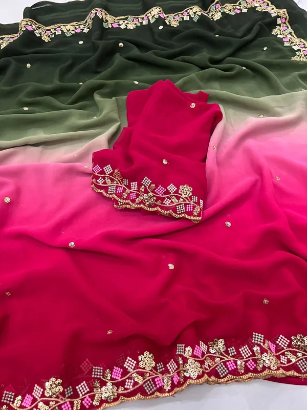 Pure_Georgette_Chiffon_Ombre_Saree_With_Multi_Sequin_Embroidery_And_Matching_Blouse