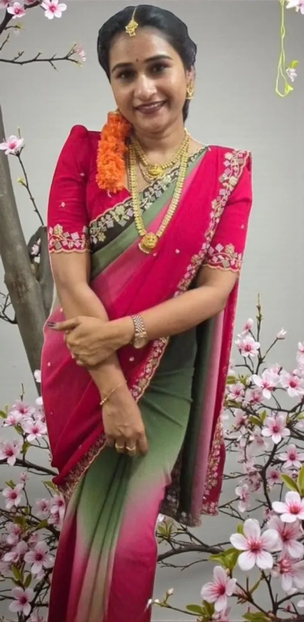 Pure_Georgette_Chiffon_Ombre_Saree_With_Multi_Sequin_Embroidery_And_Matching_Blouse