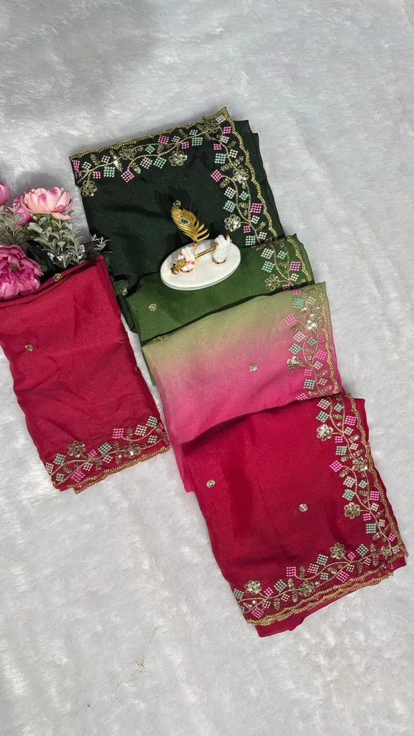 Pure_Georgette_Chiffon_Ombre_Saree_With_Multi_Sequin_Embroidery_And_Matching_Blouse