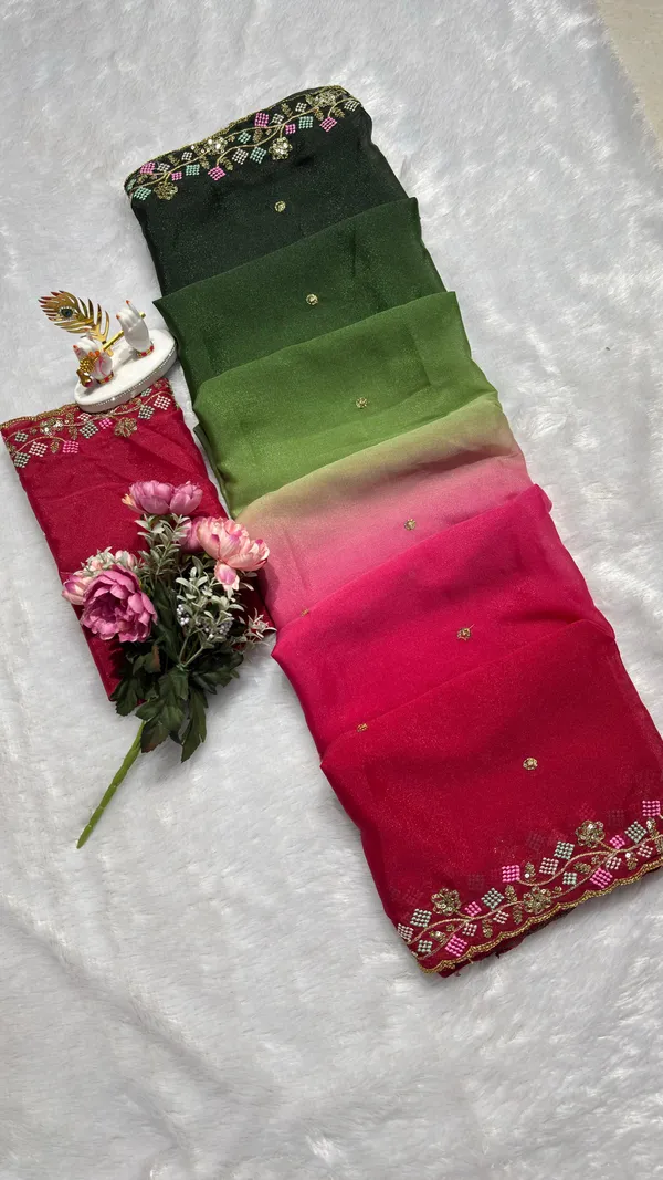 Pure_Georgette_Chiffon_Ombre_Saree_With_Multi_Sequin_Embroidery_And_Matching_Blouse
