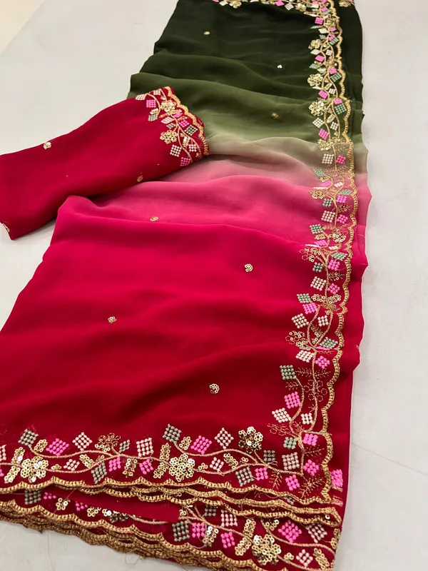 Pure_Georgette_Chiffon_Ombre_Saree_With_Multi_Sequin_Embroidery_And_Matching_Blouse
