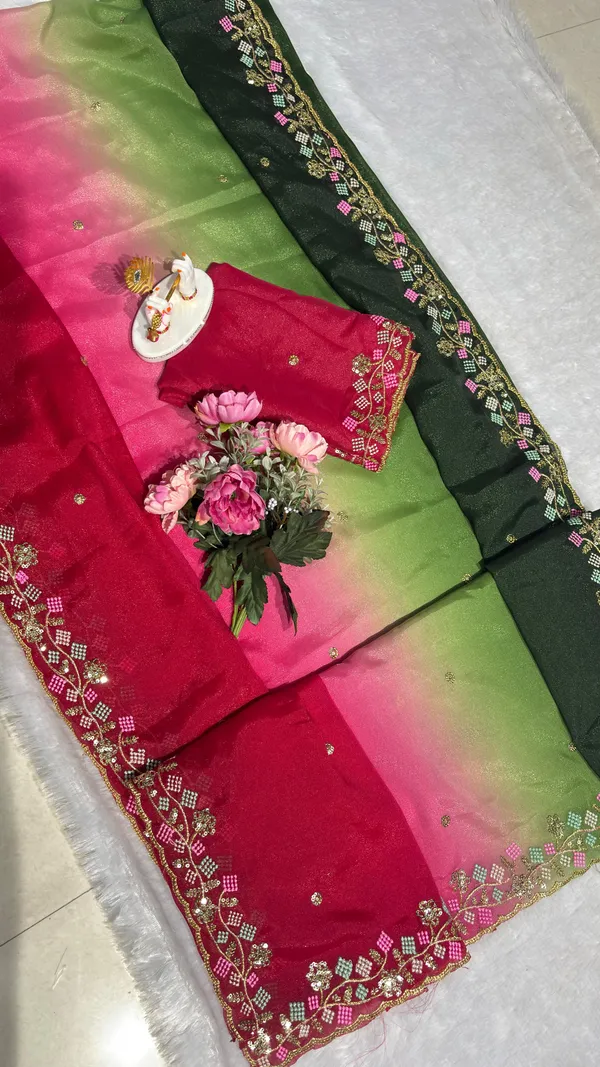 Pure_Georgette_Chiffon_Ombre_Saree_With_Multi_Sequin_Embroidery_And_Matching_Blouse