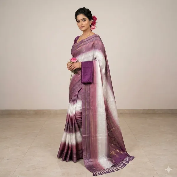 Trendy_Soft_Silk_Multi_Color_Striped_Saree_With_Elegant_Tassels