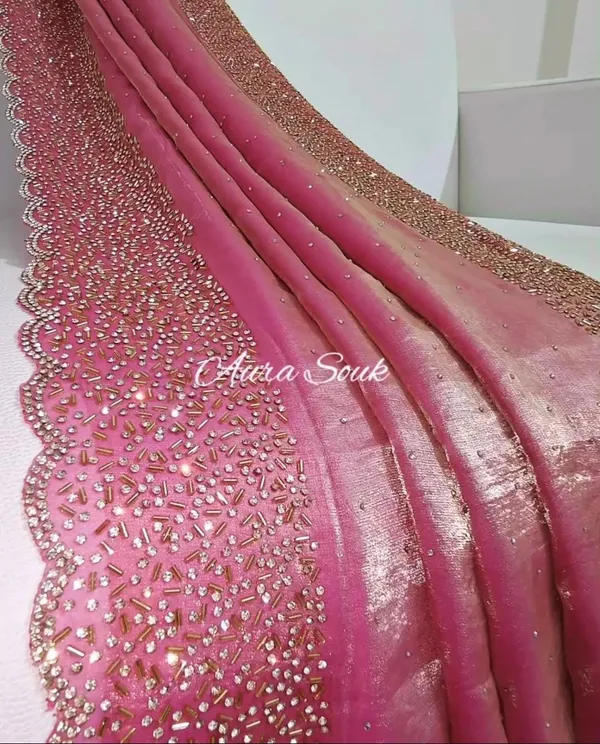 TRENDY_ZARKAN_WORK_SAREE_FANDY_SATIN_SILK_TOW_TONE_FABRICS