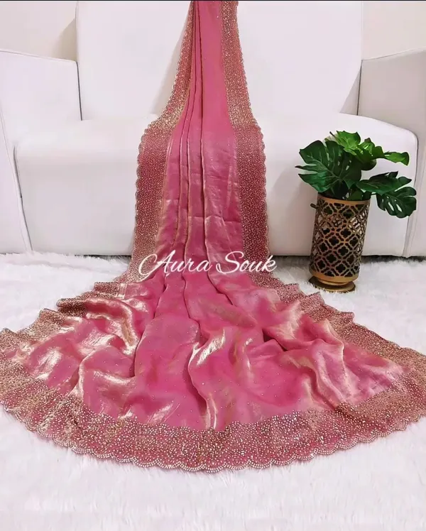 TRENDY_ZARKAN_WORK_SAREE_FANDY_SATIN_SILK_TOW_TONE_FABRICS