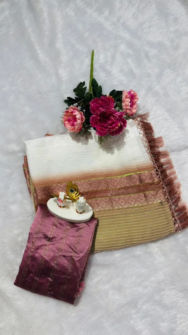 Trendy_Soft_Silk_Multi_Color_Striped_Saree_With_Elegant_Tassels