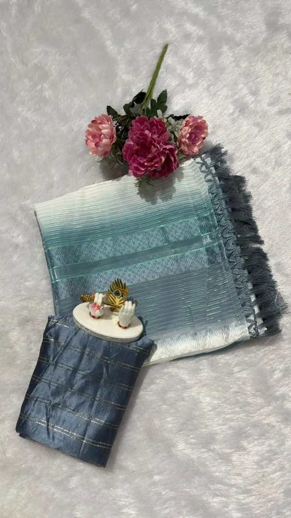 Trendy_Soft_Silk_Multi_Color_Striped_Saree_With_Elegant_Tassels