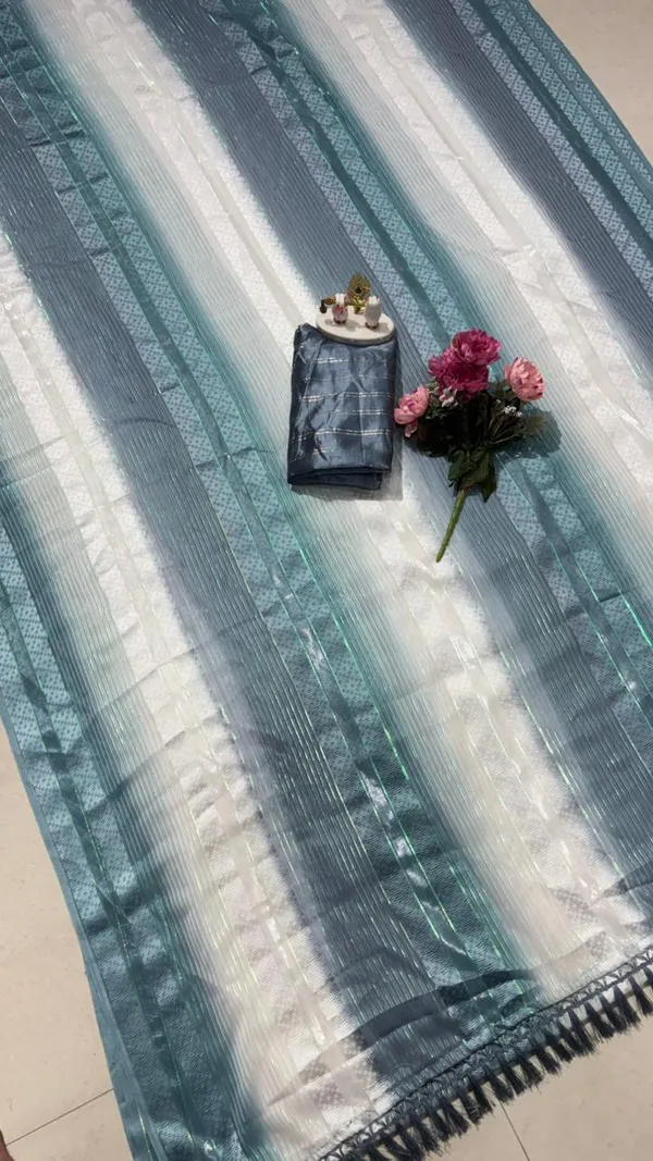 Trendy_Soft_Silk_Multi_Color_Striped_Saree_With_Elegant_Tassels