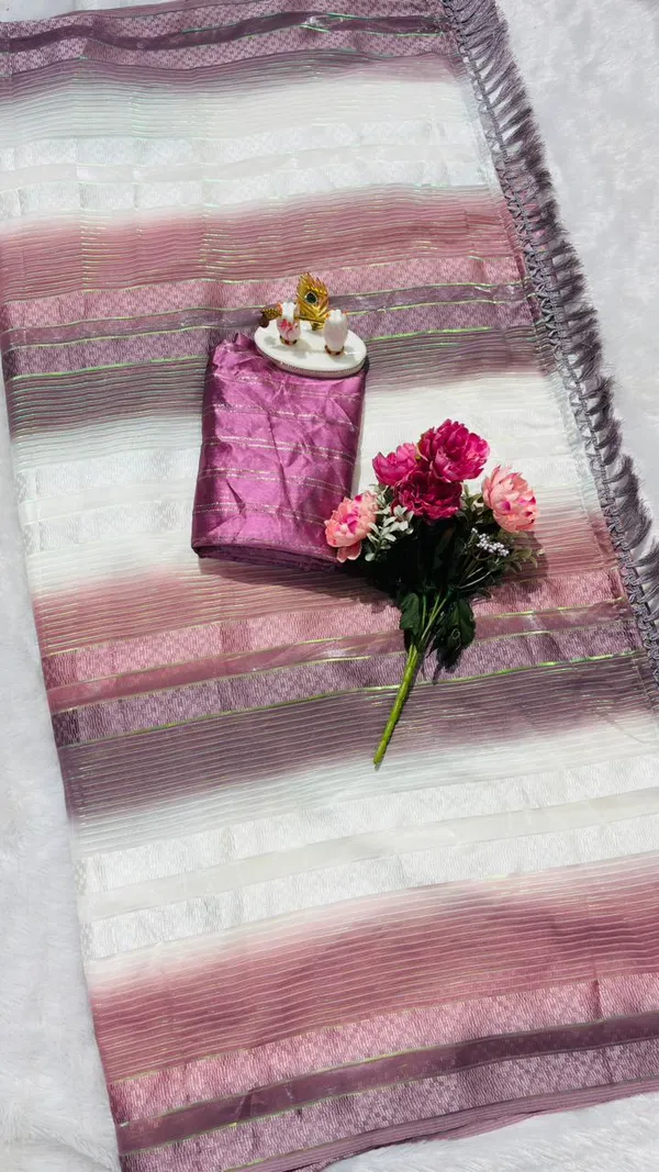 Trendy_Soft_Silk_Multi_Color_Striped_Saree_With_Elegant_Tassels