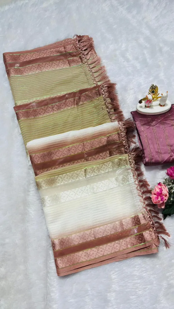 Trendy_Soft_Silk_Multi_Color_Striped_Saree_With_Elegant_Tassels