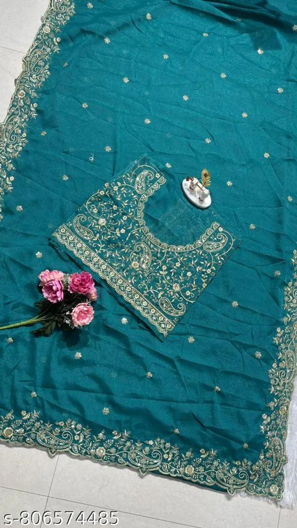 Premium_Star_Georgette_Saree_With_Heavy_Embroidery_Unstitched_Blouse_Piece