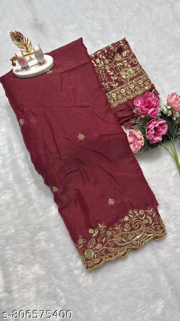 Premium_Star_Georgette_Saree_With_Heavy_Embroidery_Unstitched_Blouse_Piece
