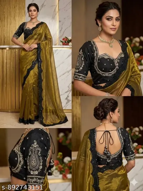 Most_Trendy_Malai_Fandy_Satin_Silk_Saree_With_Work_Stich_Blouse_And_Contrast_Black_Cut_Work_Lace