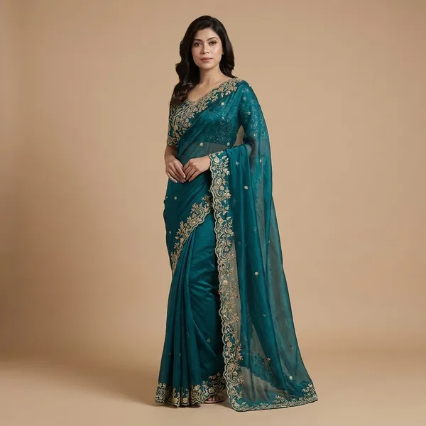 Premium_Star_Georgette_Saree_With_Heavy_Embroidery_Unstitched_Blouse_Piece