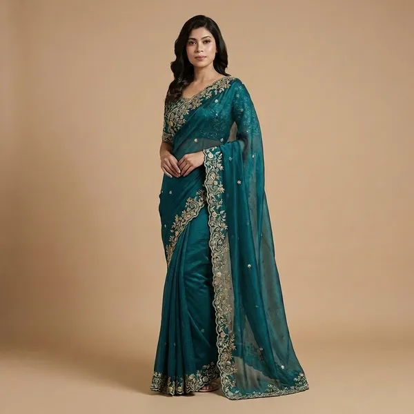 Premium_Star_Georgette_Saree_With_Heavy_Embroidery_Unstitched_Blouse_Piece