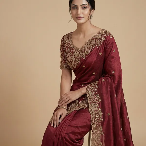 Premium_Star_Georgette_Saree_With_Heavy_Embroidery_Unstitched_Blouse_Piece