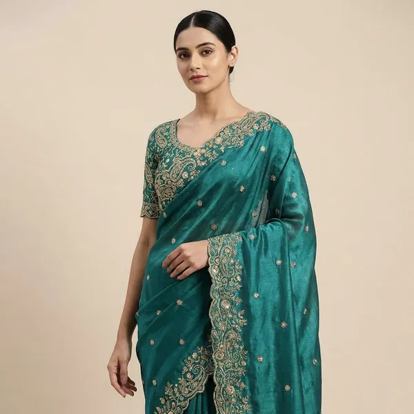 Premium_Star_Georgette_Saree_With_Heavy_Embroidery_Unstitched_Blouse_Piece