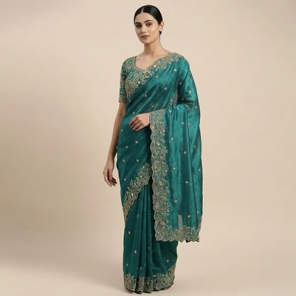 Premium_Star_Georgette_Saree_With_Heavy_Embroidery_Unstitched_Blouse_Piece
