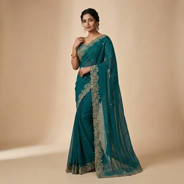 Premium_Star_Georgette_Saree_With_Heavy_Embroidery_Unstitched_Blouse_Piece