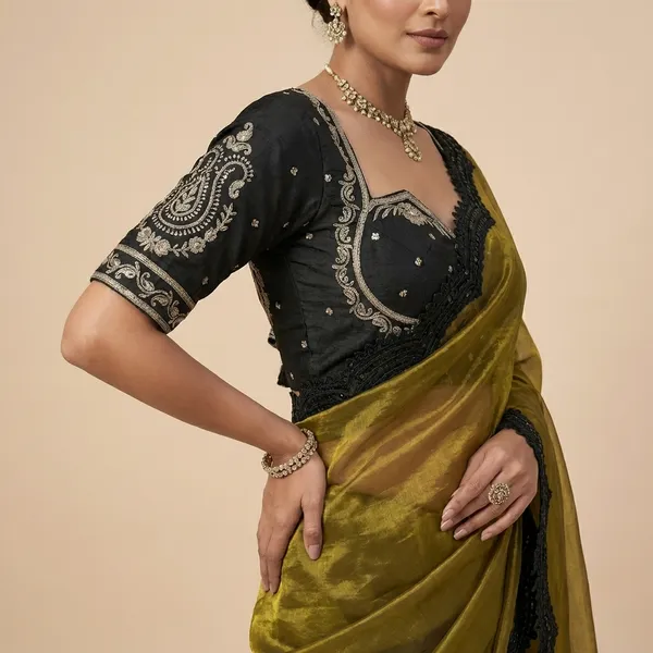 Most_Trendy_Malai_Fandy_Satin_Silk_Saree_With_Work_Stich_Blouse_And_Contrast_Black_Cut_Work_Lace