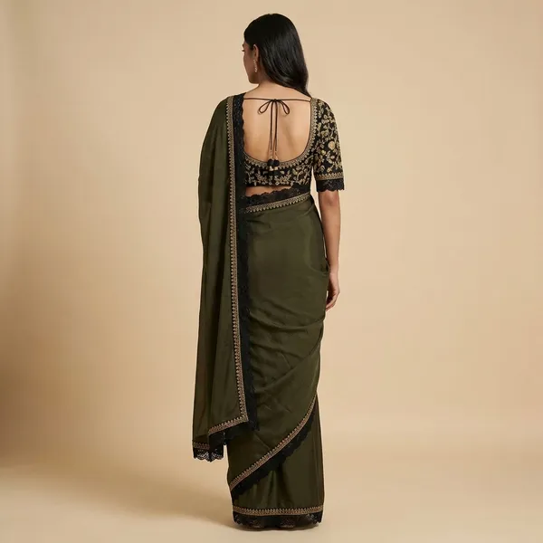 Most_Trendy_Malai_Fandy_Satin_Silk_Saree_With_Work_Stich_Blouse_And_Contrast_Black_Cut_Work_Lace