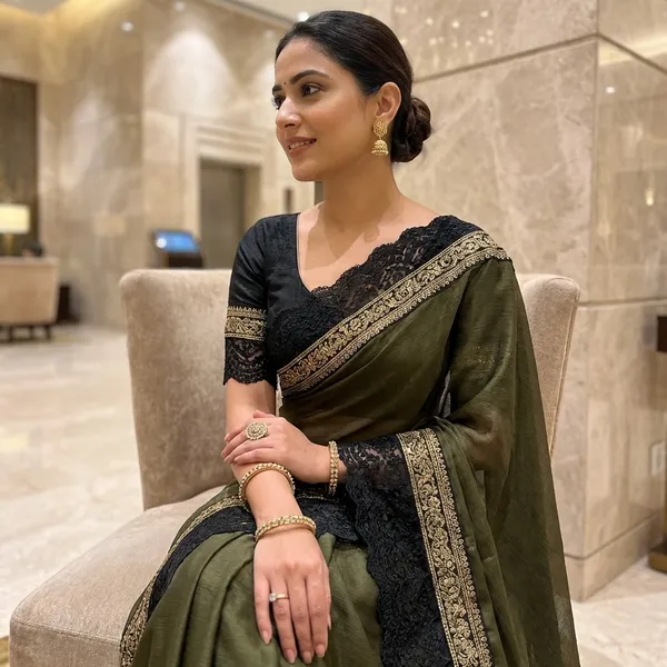 Most_Trendy_Malai_Fandy_Satin_Silk_Saree_With_Work_Stich_Blouse_And_Contrast_Black_Cut_Work_Lace
