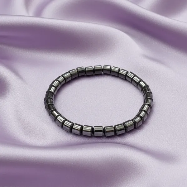 The99jewel_Unisex_Hematite_Beaded_Stretch_Bracelet_Grey