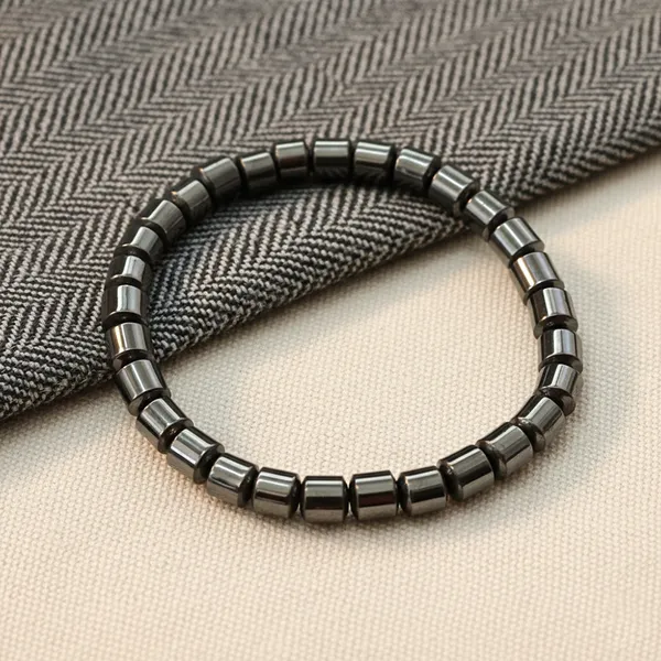 The99jewel_Unisex_Hematite_Beaded_Stretch_Bracelet_Grey