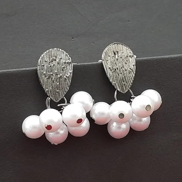 The99jewel_Silver_Plated_Stylish_Earrings_With_Pearl_Drop_Black