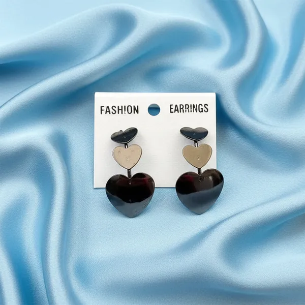 The99jewel_Black_Plated_Heart_Earrings_Black