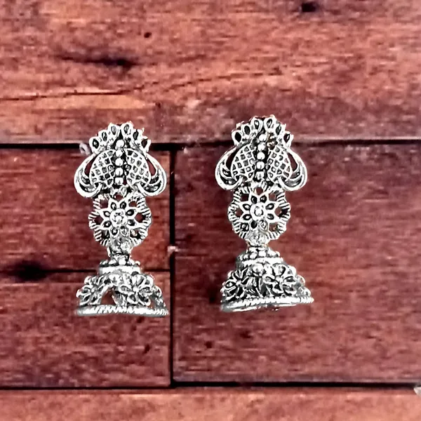 The99jewel_Silver_Plated_Floralsmall_Jhumki_Earrings_Silver