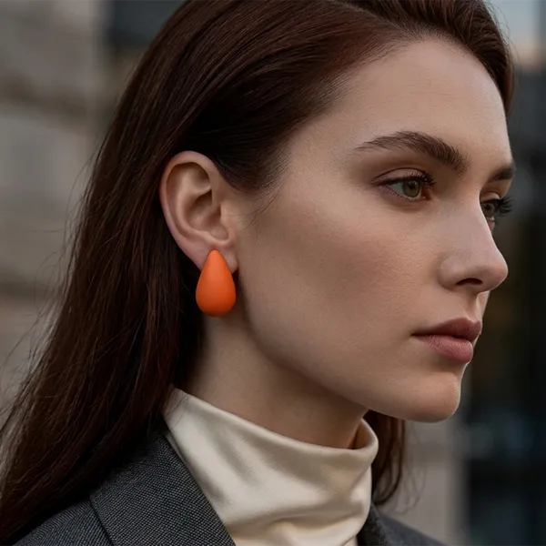 The99jewel_Trendy_Teardrop_Stud_Earrings_For_Women_Orange
