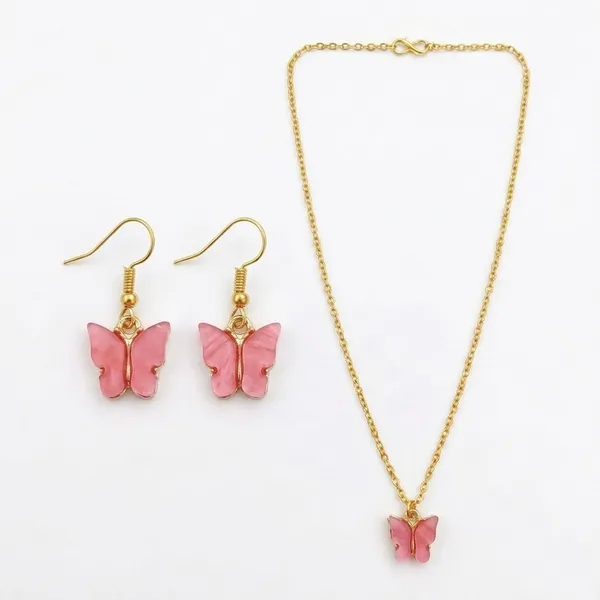 The99jewel_Delicate_Butterfly_Charm_Chain_Pendant_Set_For_Women_Pink