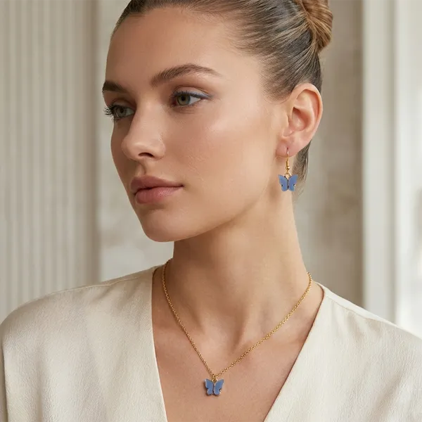 The99jewel_Delicate_Butterfly_Charm_Chain_Pendant_Set_For_Women_Blue